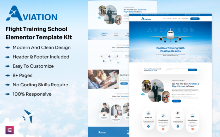 Aviation - Flight Training School Elementor Template Kit