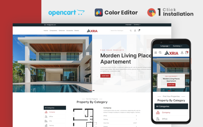 Axria - Tema Opencart Agensi Properti