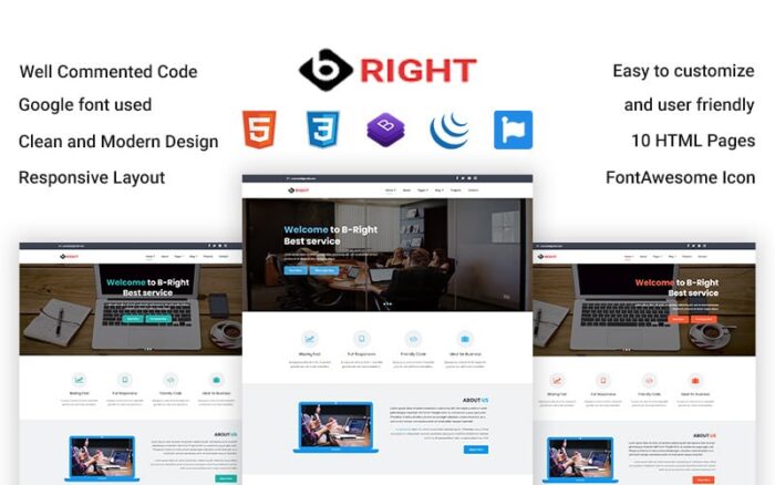 B-Right - Template Situs Web HTML Bisnis Korporat