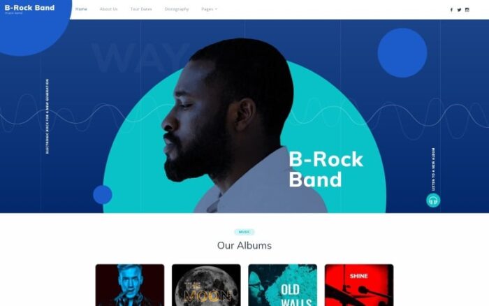 B-Rock Band - Template Situs Web HTML Kreatif Multihalaman untuk Band Musik