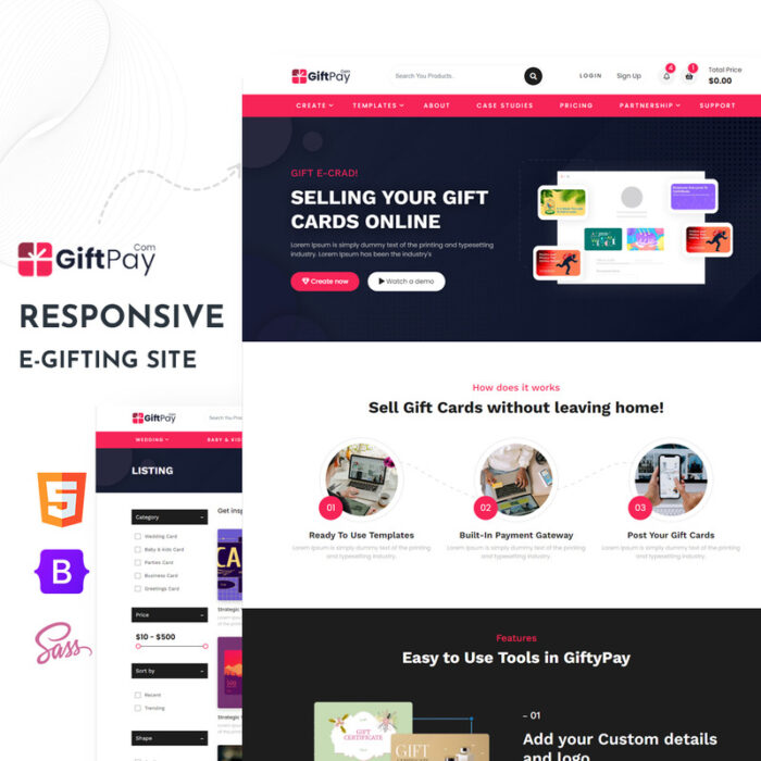 GiftPay - Template Situs Web HTML5 Kartu Elektronik - Fitur Gambar 1