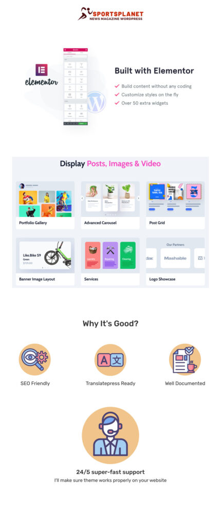 Sports Planet - Template WordPress Elementor Berita & Majalah - Fitur Gambar 1