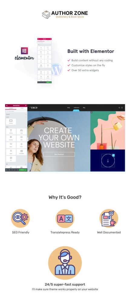 Author Zone - Template WooCommerce Elementor Toko Alat Tulis & Buku - Fitur Gambar 1