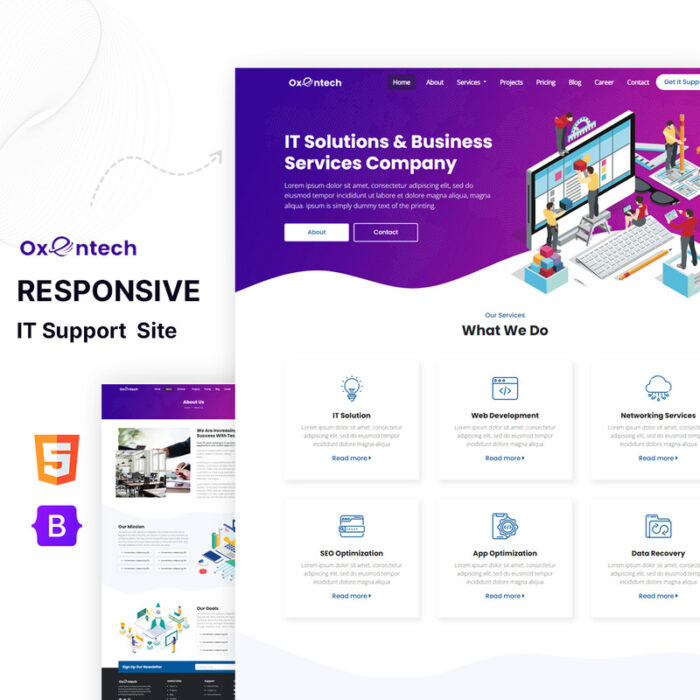 Oxentech - Agensi Desain dan Pengembangan Web Template Situs Web HTML5 - Fitur Gambar 1