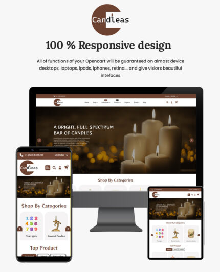 Candleas - Opencart 4.0.1.1 Template untuk Toko Penjualan Barang Lilin dan Dekorasi - Fitur Gambar 1