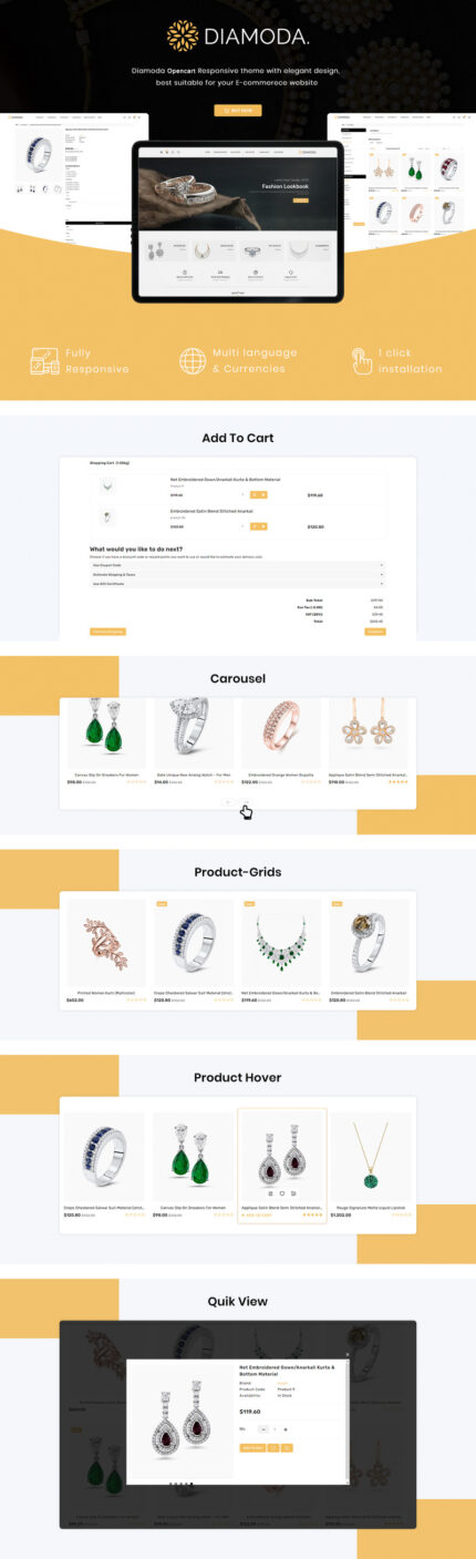 DIAMODA - Template OpenCart Toko Perhiasan Responsif - Fitur Gambar 1