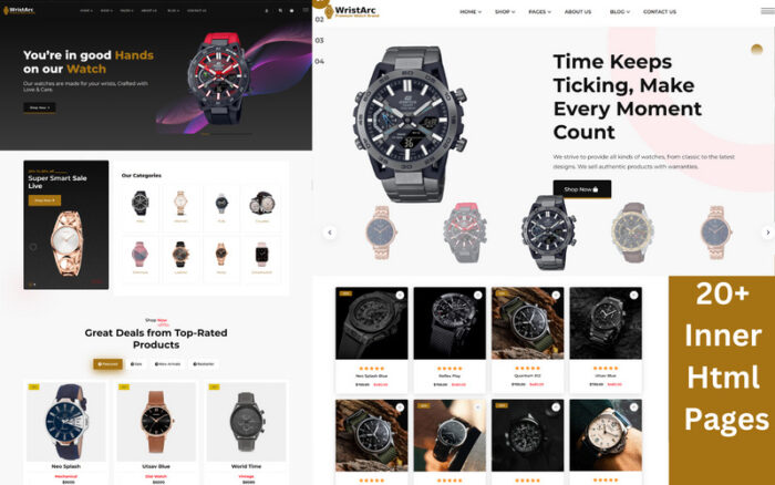 WristArc - Template HTML E-commerce jam tangan premium - Fitur Gambar 1