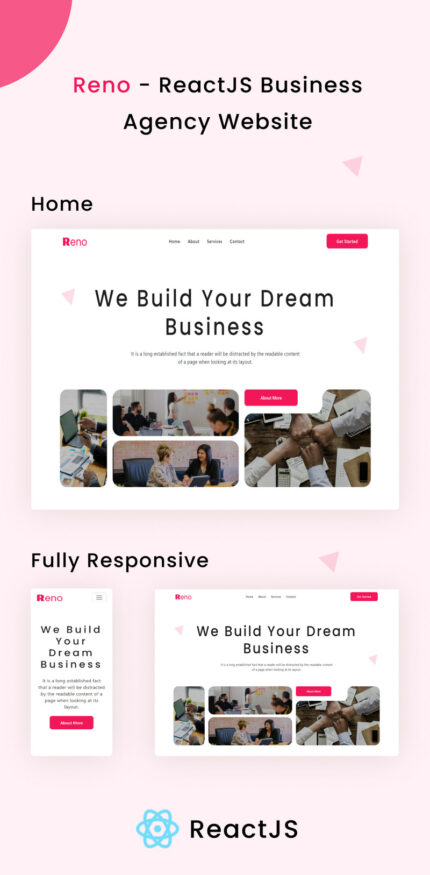 Reno - Template Situs Web Bisnis ReactJS - Fitur Gambar 1