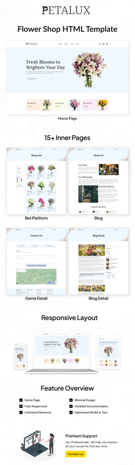 Keindahan yang Mekar: Petalux - Template HTML eCommerce Toko Bunga Anda yang Indah - Fitur Gambar 1