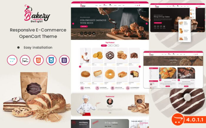 Bakery Delight - Template Opencart 4.0.1.1 untuk Pemilik Toko Roti yang Menjual Kue, Manisan, dan Barang Roti