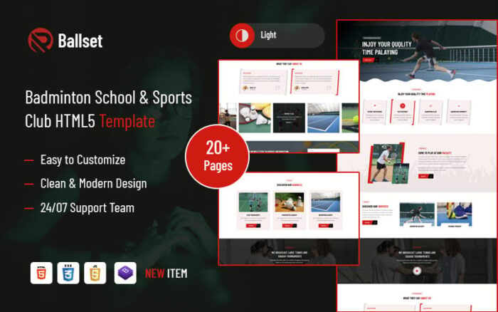 Ballset – Template HTML5 Sekolah Bulu Tangkis & Klub Olahraga