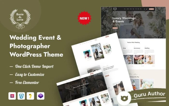 BanieLorie – Tema WordPress Acara Pernikahan & Fotografer