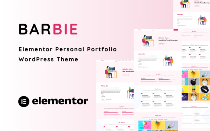 Barbie - Tema WordPress Satu Halaman Portofolio Pribadi