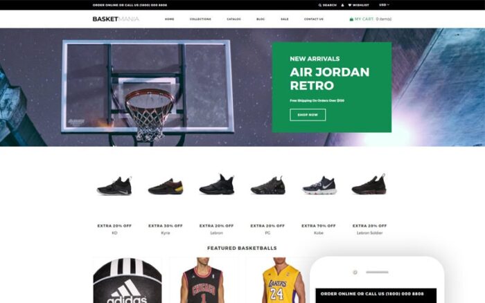 Basketmania - Tema Shopify Bersih Multihalaman untuk Bola Basket