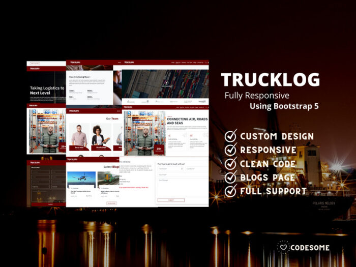 TRUCKLOG - Template Situs Web HTML Transportasi & Logistik Modern - Fitur Gambar 1