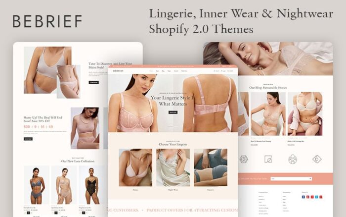 Bebrief - Lingerie & Bikini, Toko Mode Pakaian Dalam Tema Responsif Shopify 2.0 Serbaguna