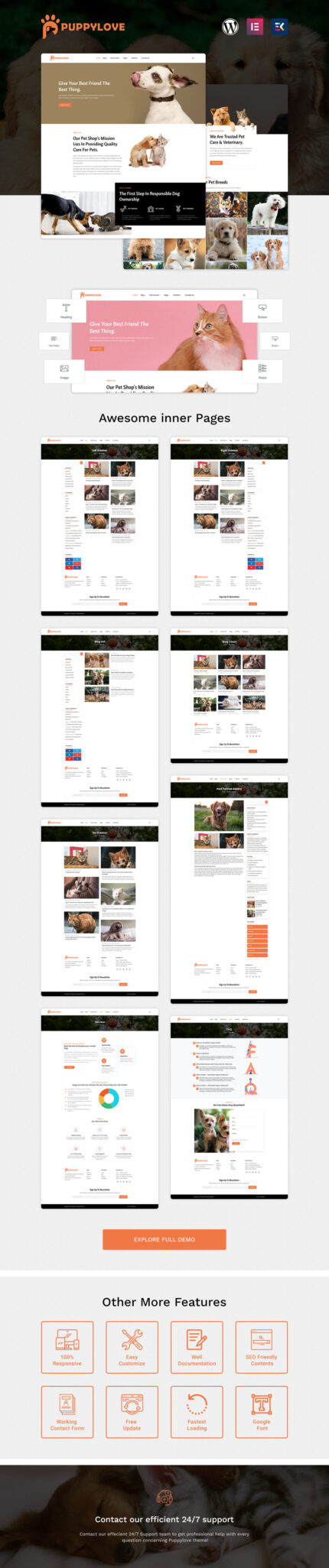 PuppyLove - Tema WordPress Elementor Serbaguna Layanan Hewan Peliharaan - Fitur Gambar 1