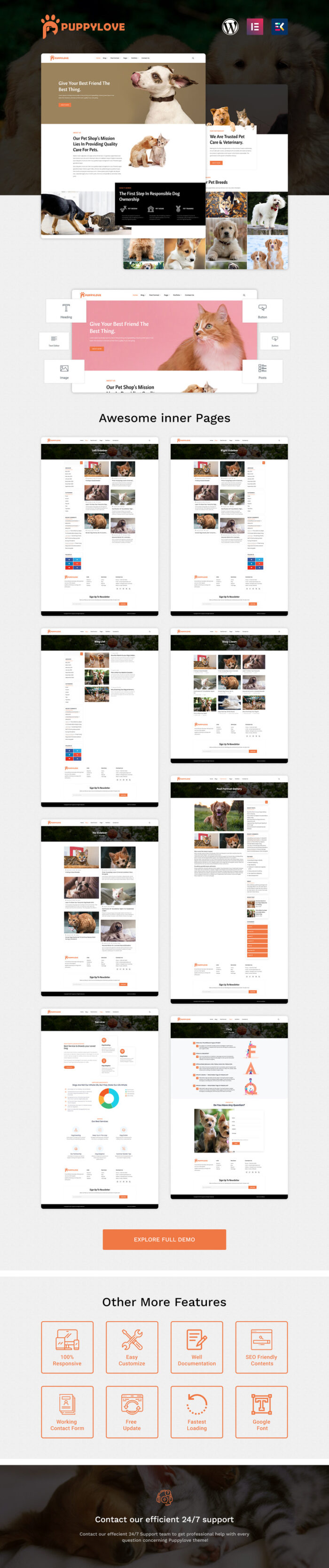 PuppyLove - Tema WordPress Elementor Serbaguna Layanan Hewan Peliharaan - Fitur Gambar 1