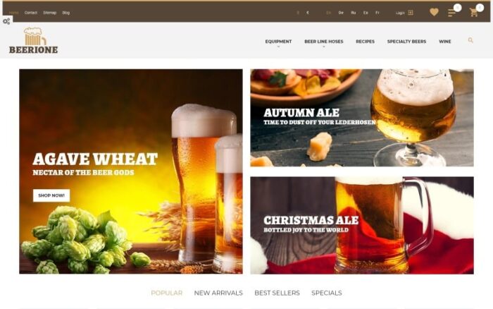 Beerione - Tema PrestaShop Toko Peralatan Pembuatan Bir