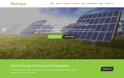 Benaya is a one page Solar Energy Company Template