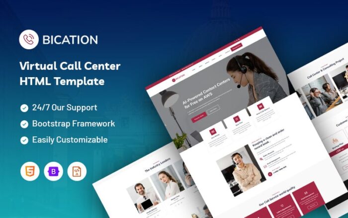 Bication – Template Situs Web Pusat Panggilan Virtual