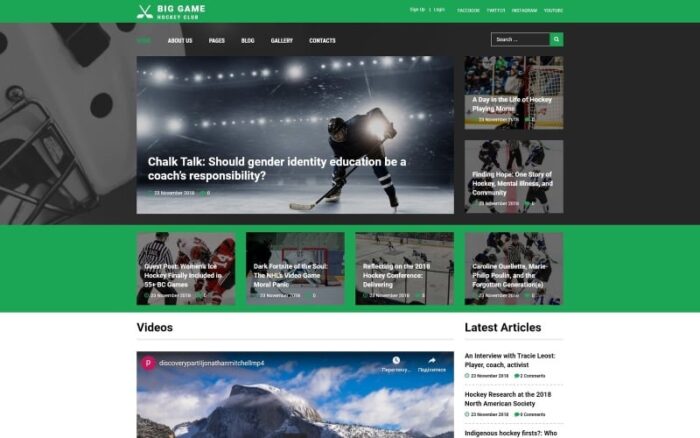 Template Joomla Siap Pakai untuk Situs Web Tim Hoki Big Game