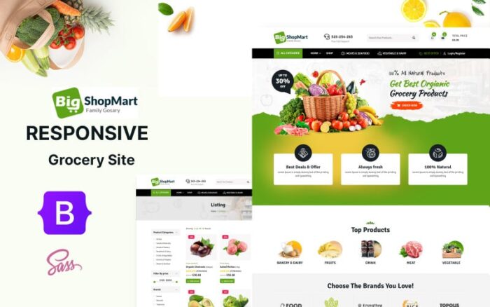 Bigshopmart - Template Situs Web HTML5 Toko Kelontong Online