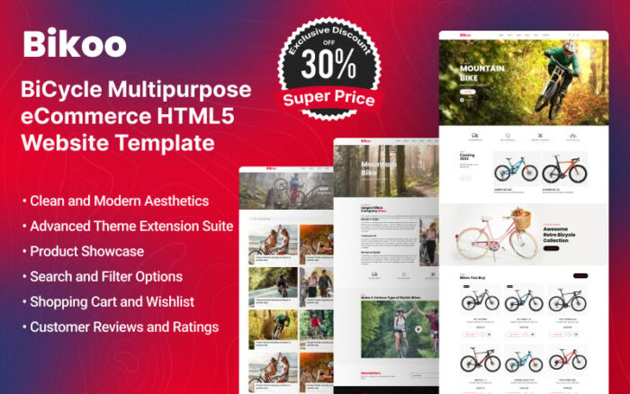 Bikoo - Template Situs Web HTML5 eCommerce Serbaguna Sepeda