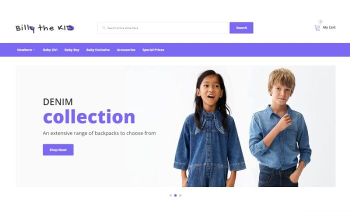 Bill The Kid - Template OpenCart Toko Online Busana Anak Sederhana