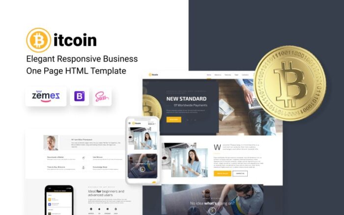 Bitcoin - Template Halaman Arahan HTML Bitcoin yang Elegan