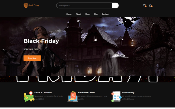 Templat HTML Kupon, Penawaran, Promosi, Diskon Black Friday