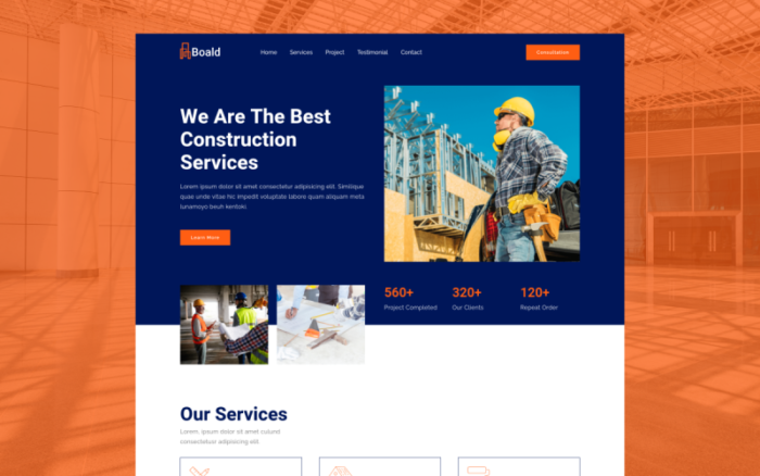 Boald - Template Halaman Arahan Konstruksi