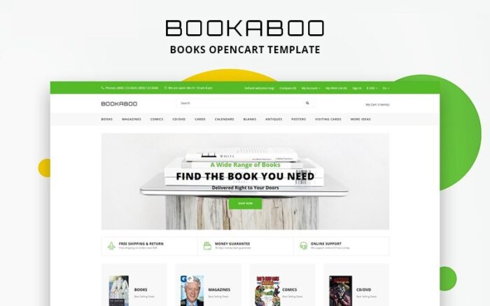 BookaBoo - Template OpenCart Multihalaman Buku yang Bersih