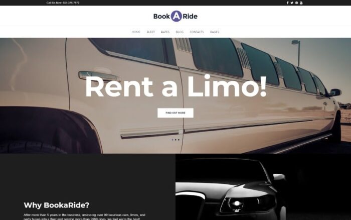 BookaRide - Tema WordPress Layanan Penyewaan Mobil Limusin