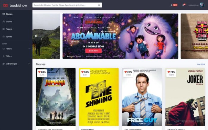 Bookishow - Template Situs Web Film, Acara, dan Olahraga