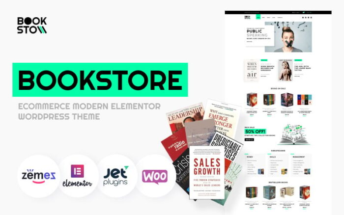 BookSto - Tema E-Commerce Toko Buku Modern Elementor WooCommerce