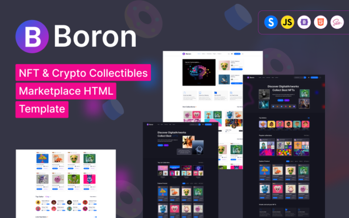 Boron - Templat Situs Web HTML Bootstrap Pasar NFT