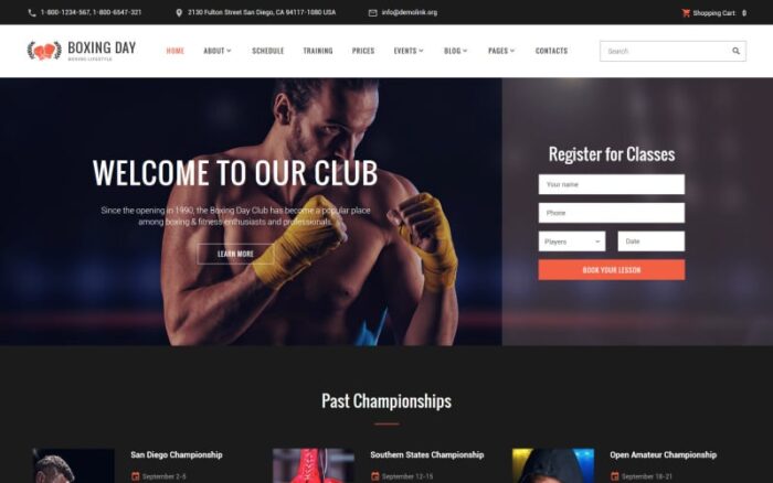 Boxing Day - Template Situs Web Responsif Klub Gaya Hidup Tinju