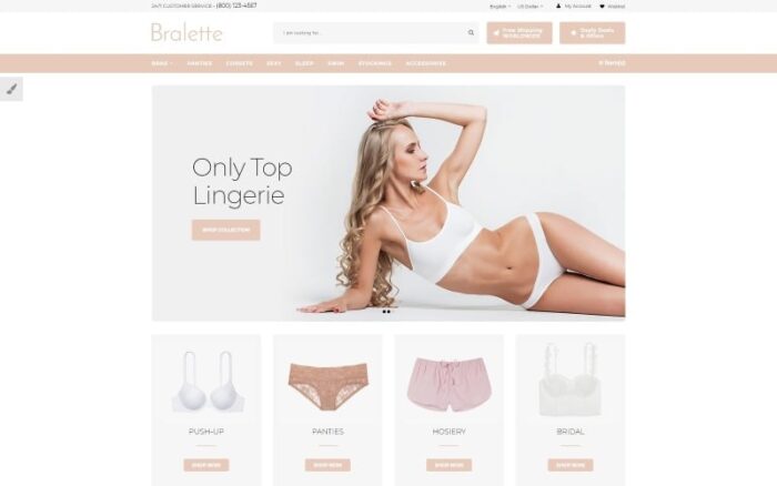 Bralette Lingerie OpenCart Template