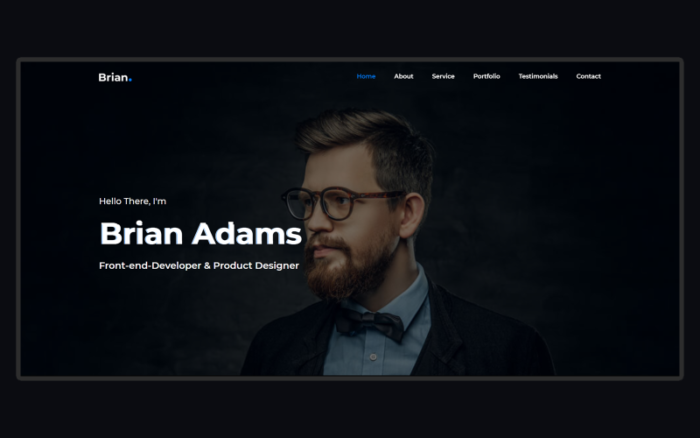 Brian - Template Halaman Arahan Portofolio Pribadi Kreatif