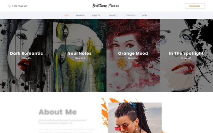 Brittany Pierce - Template Situs Web HTML5 Multihalaman Portofolio Artis