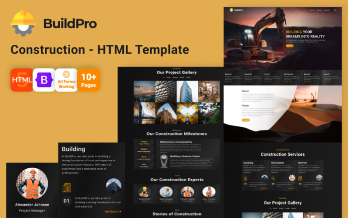 BuildPro - Template Situs Web HTML Konstruksi, Industri, dan Desain