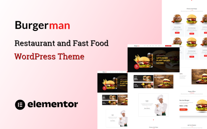 Burgerman - Tema WordPress Satu Halaman Restoran Burger dan Makanan Cepat Saji