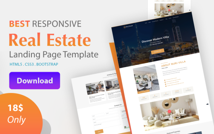 Burj - Template Halaman HTML Landing Properti