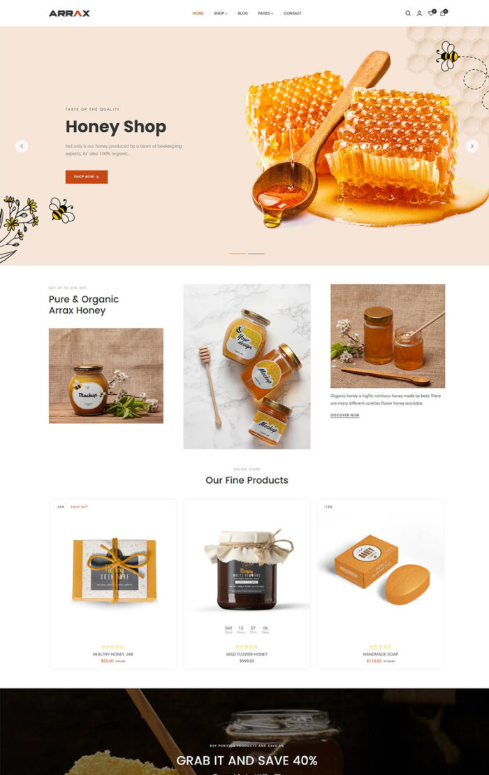 Arrax - Tema Shopify Toko Makanan & Madu - Fitur Gambar 1