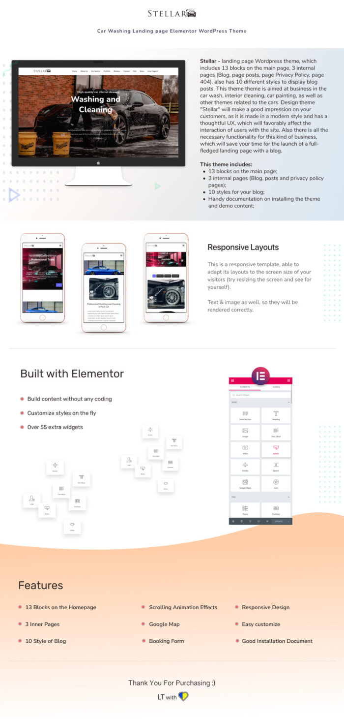 Stellar - Halaman Arahan Pencucian Mobil dengan Tema Blog Wordpress - Fitur Gambar 1