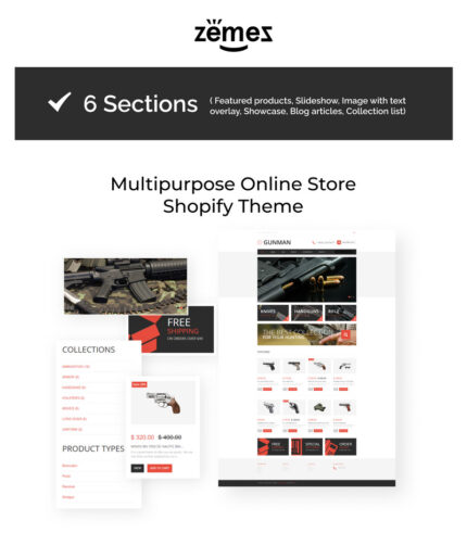 Tema Shopify Responsif Gun Shop - Fitur Gambar 1