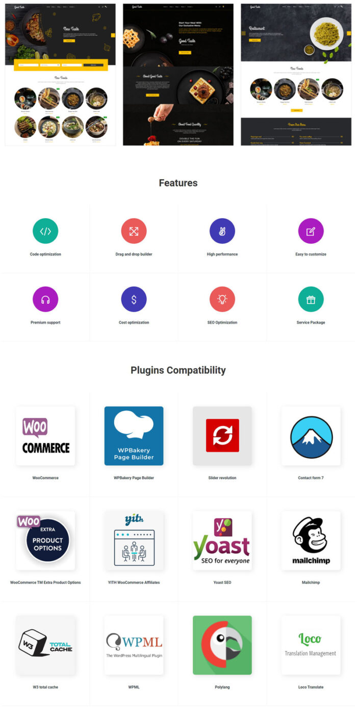GoodTaste - Tema Elementor Restaurant WooCommerce - Fitur Gambar 1
