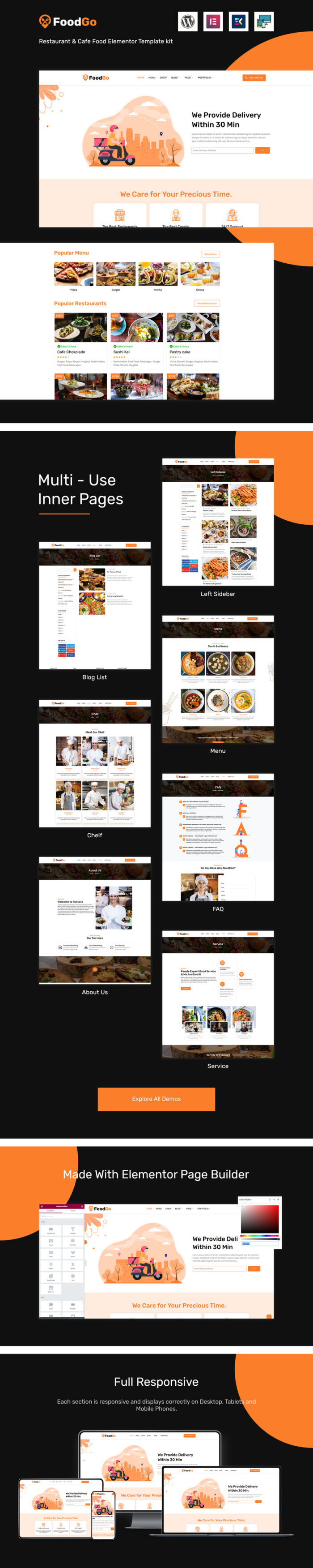 FoodGo - Tema WordPress Pengiriman Makanan & Bahan Makanan Bisnis Lokal - Fitur Gambar 1