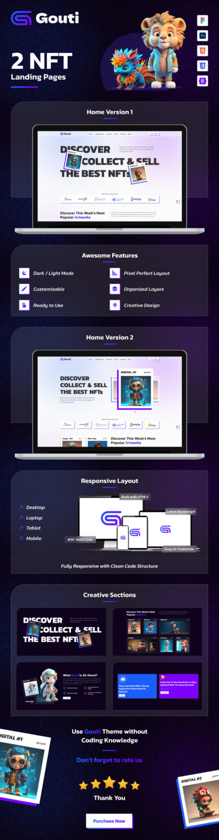 Gouti - Halaman Arahan HTML5 Bootstrap NFT - Fitur Gambar 1